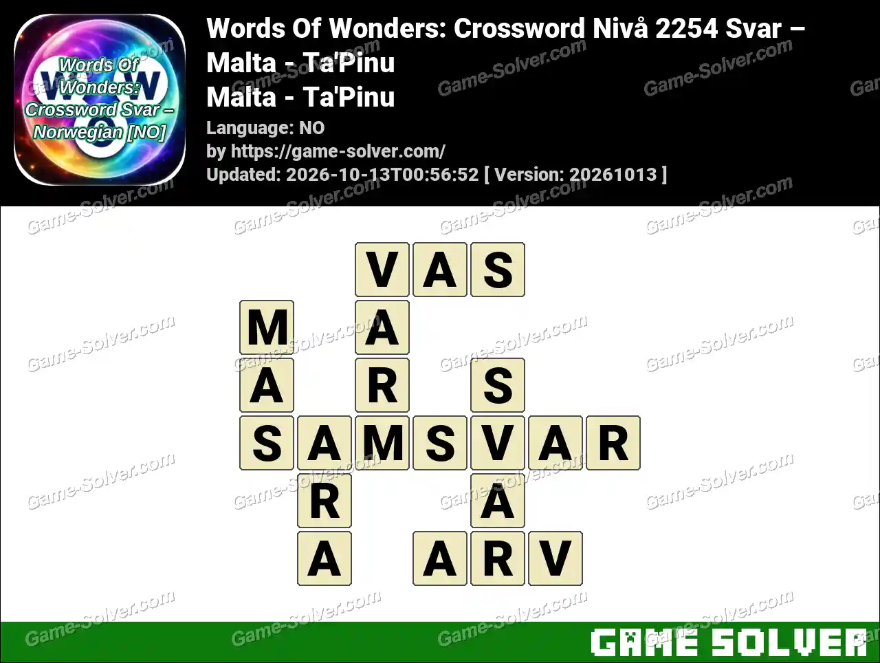 Words Of Wonders: Crossword Nivå 2254 Svar – Malta – Ta’Pinu